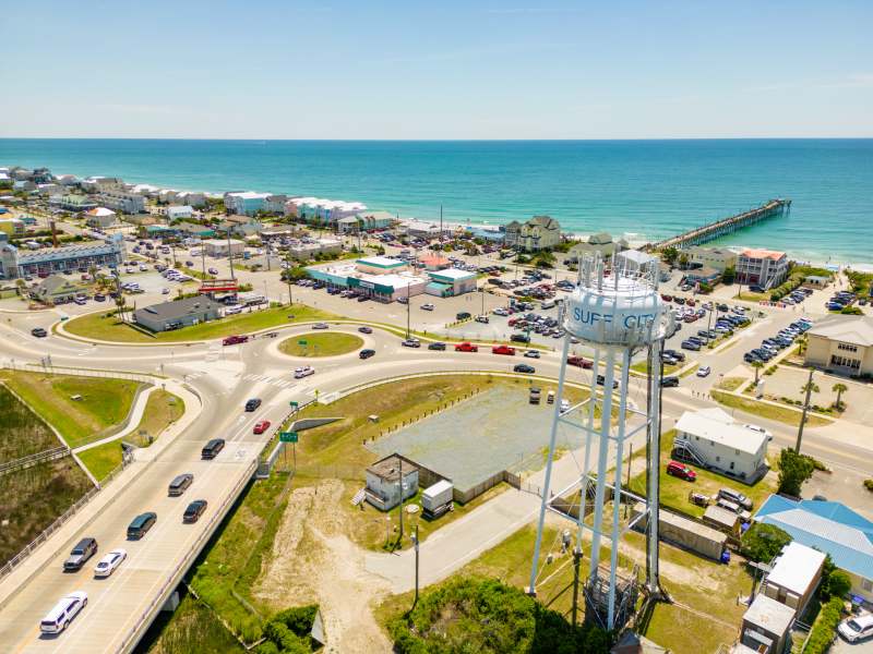 aerial view of surf city north carolina