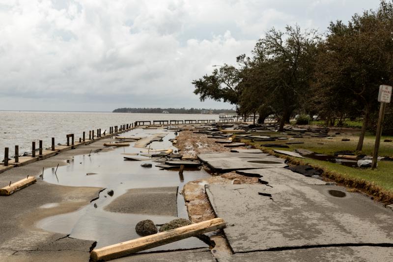 north carolina after a major hurricane incident with destroyed roads
