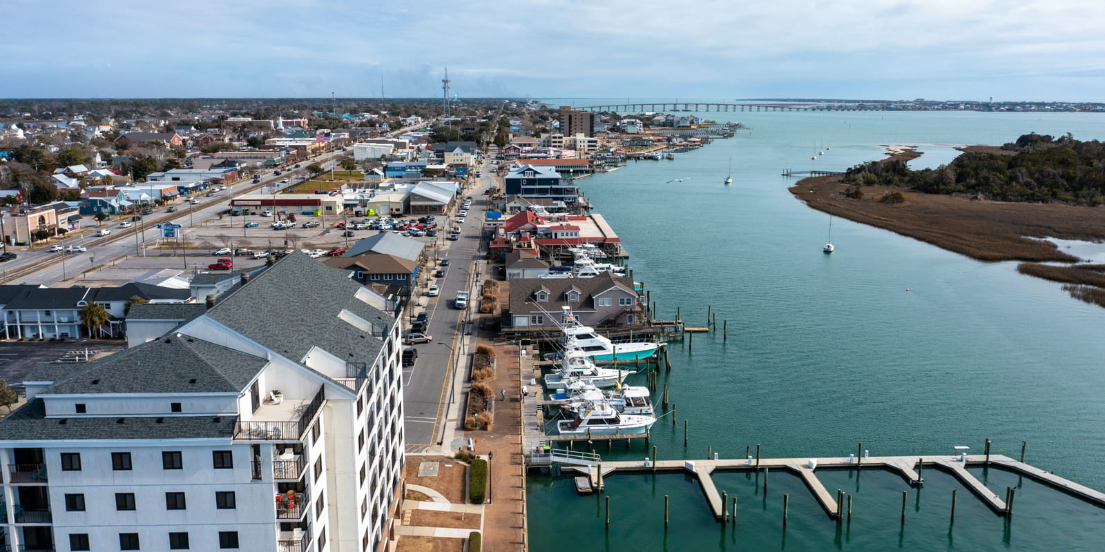 North Carolina waterfront city view